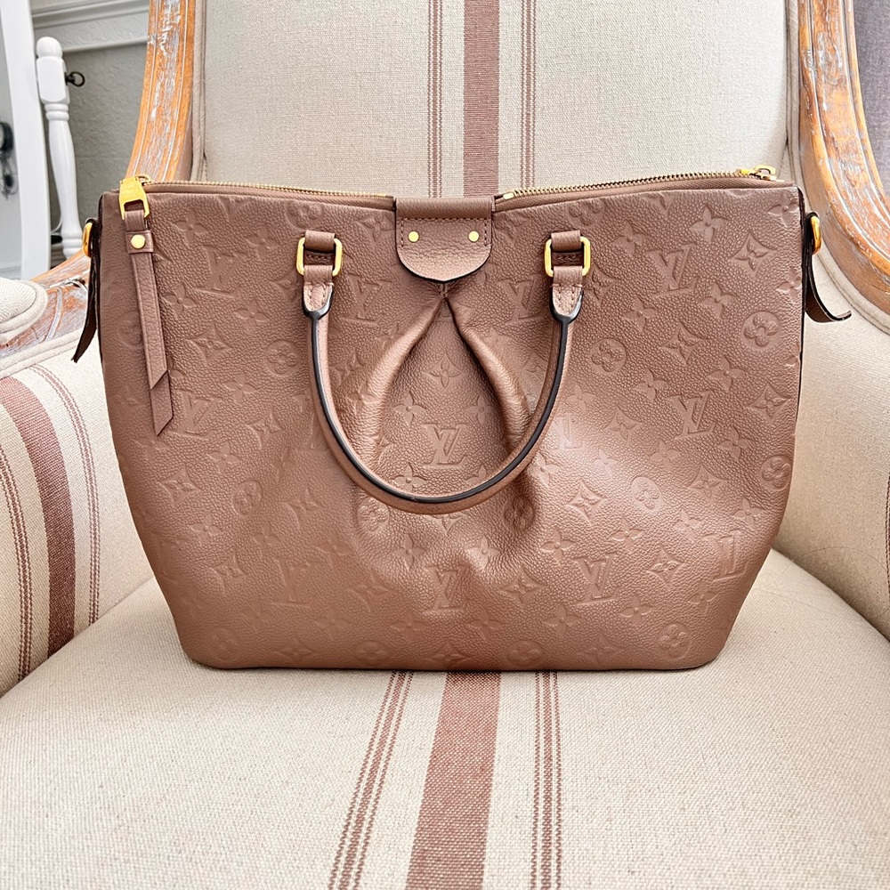 Louis Vuitton Tote Bag Monogram Implant Mazarine MM 2 Way Shoulder Bag Noir Tan